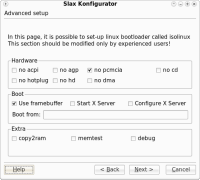 Slax Konfigurator - bootloader setup