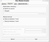Slax Module Kreator - configuration screen