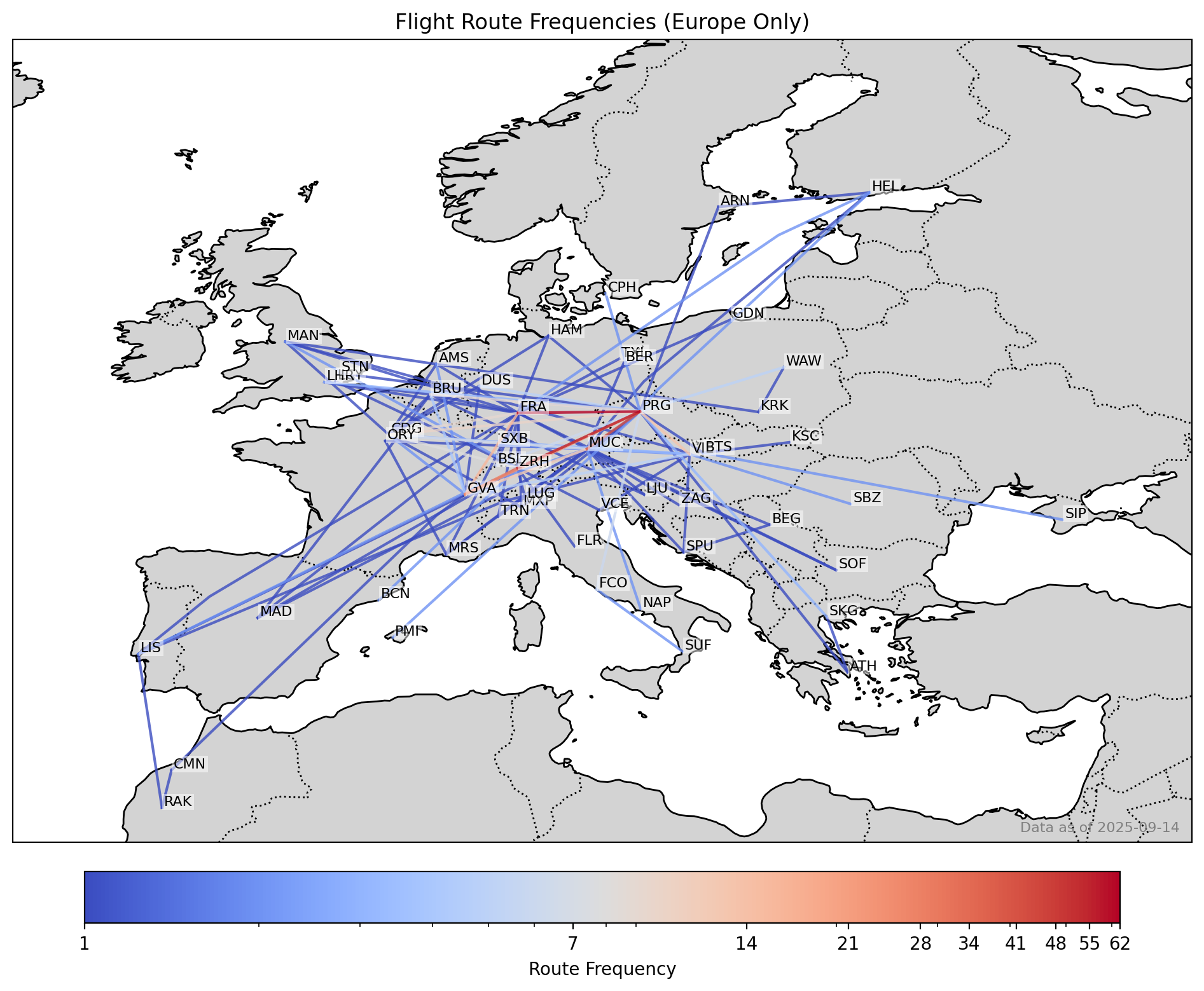 Europe Flight Map