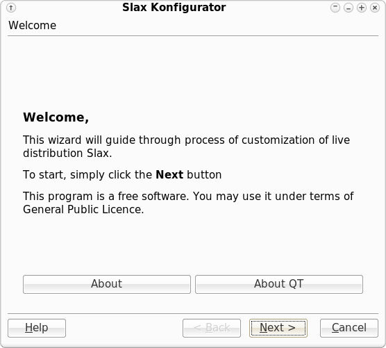 Slax Konfigurator - welcome page