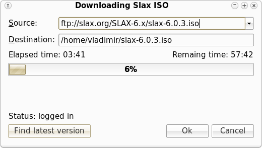 Slax Konfigurator - downloading ISO image
