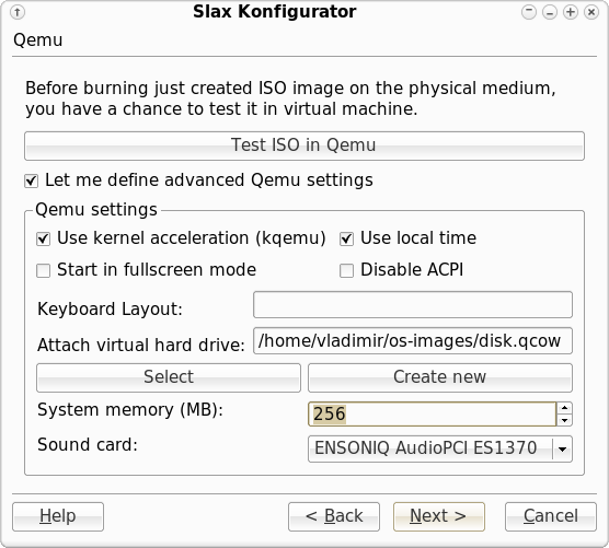 Slax Konfigurator - testing ISO image