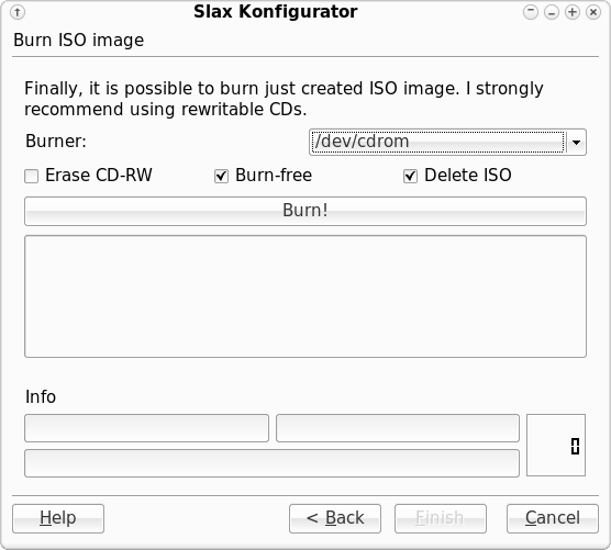 Slax Konfigurator - writing ISO image