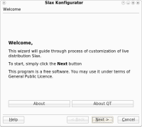 Slax Konfigurator - úvodní obrazovka