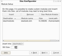 Slax Konfigurator - správa modulů