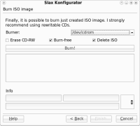 Slax Konfigurator - zápis ISO obrazu